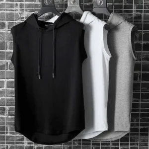 Men's lace hooded sleeveless vest